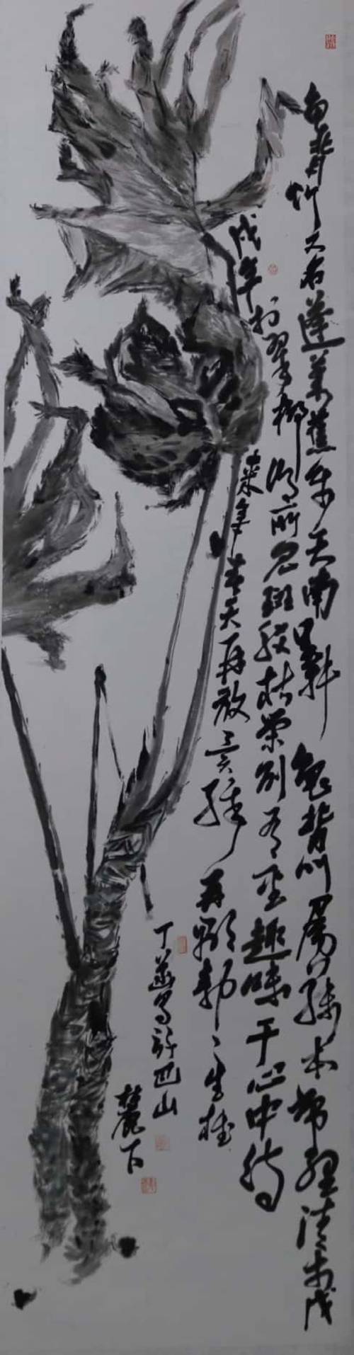 1530626785503256.jpg 02二等奖,刘丁菡201410830419《一支龟背竹》180×49cm中国画指导老师:李炎.jpg